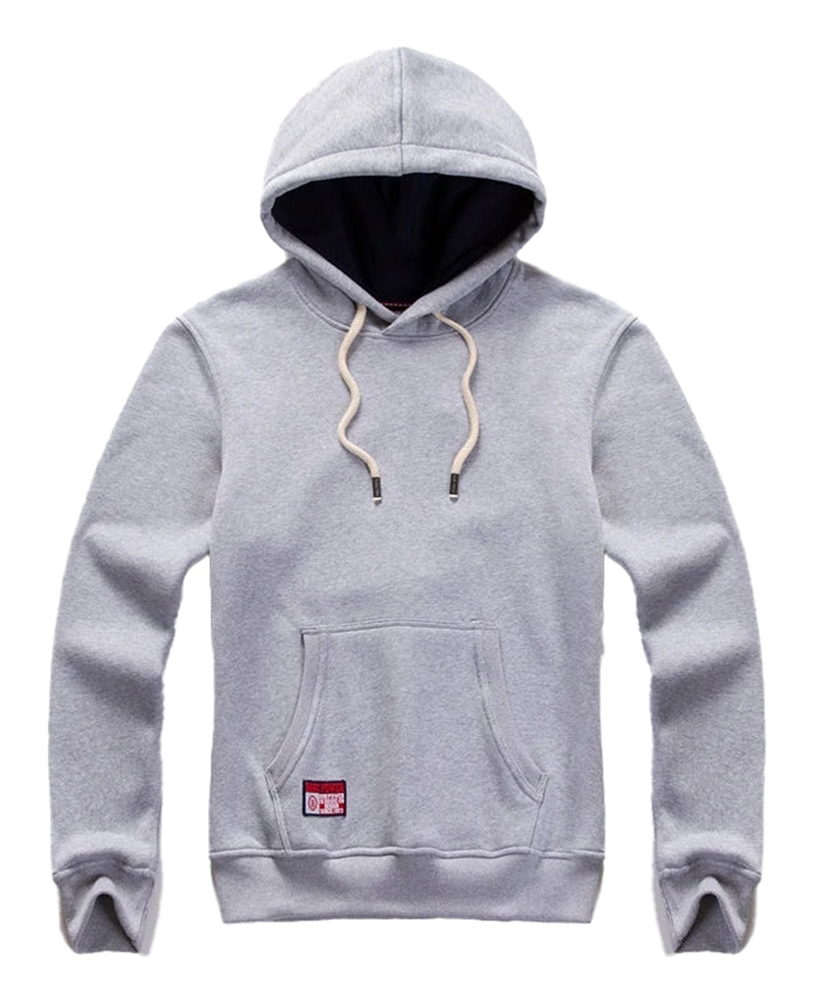 Men's oversized hoodie in light gray with front pocket and drawstrings for a comfortable fit