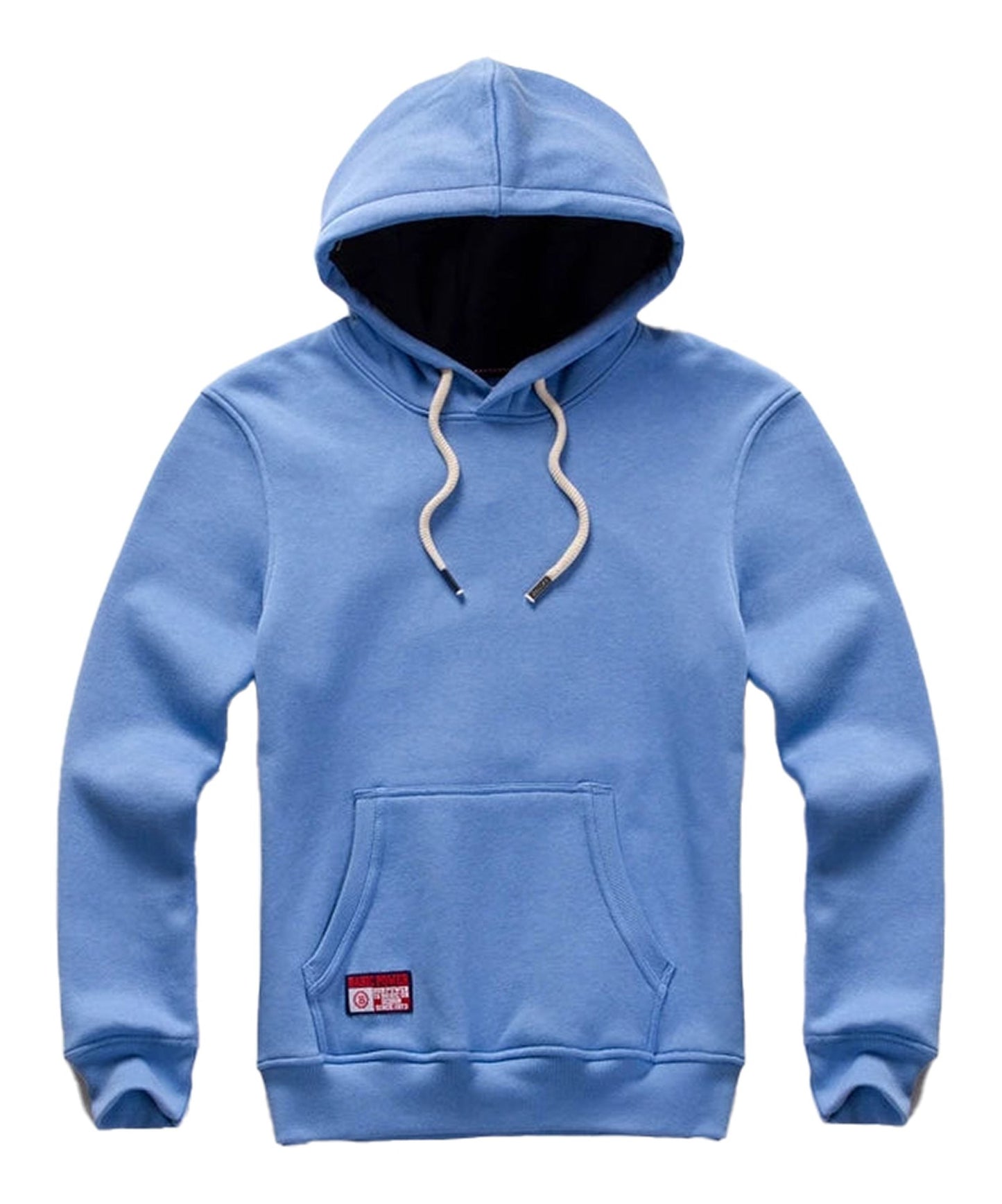 LuckeLadybug LLC men's oversized hoodie in light blue with a front pocket and adjustable drawstring hood