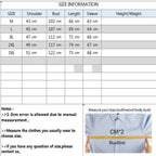 LuckeLadybug LLC men's oversized hoodie size chart with measurements for various sizes