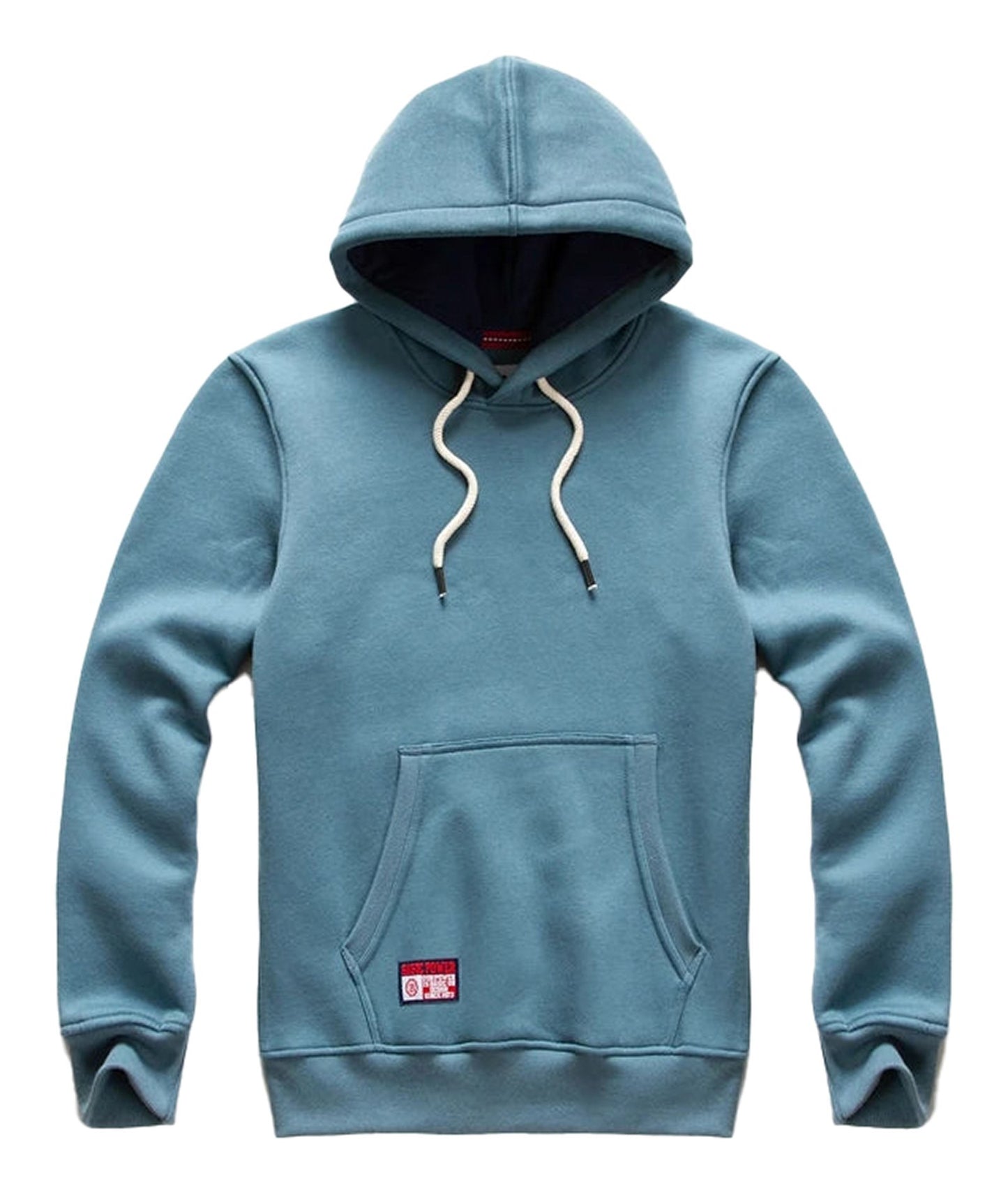 LuckeLadybug LLC men's oversized hoodie in blue with a front pocket and drawstring hood