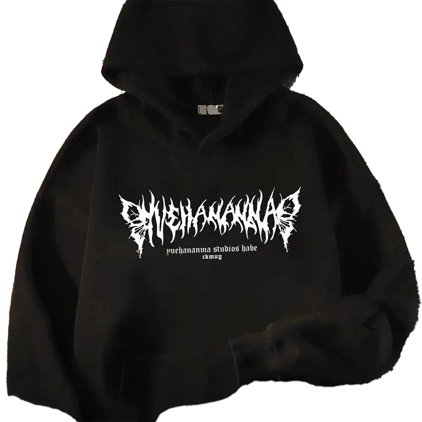 Men's rose print hoodie in black with unique graphic design for casual style and comfort