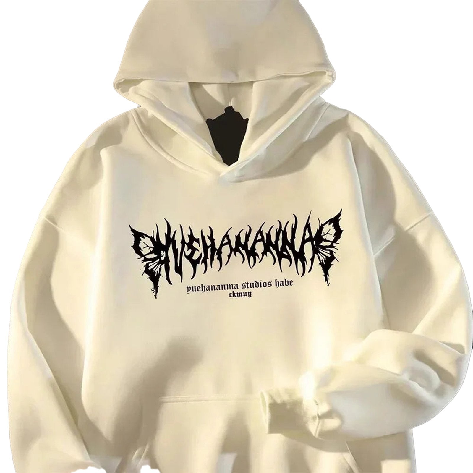 Men's rose print hoodie in white with bold graphic design for stylish comfort