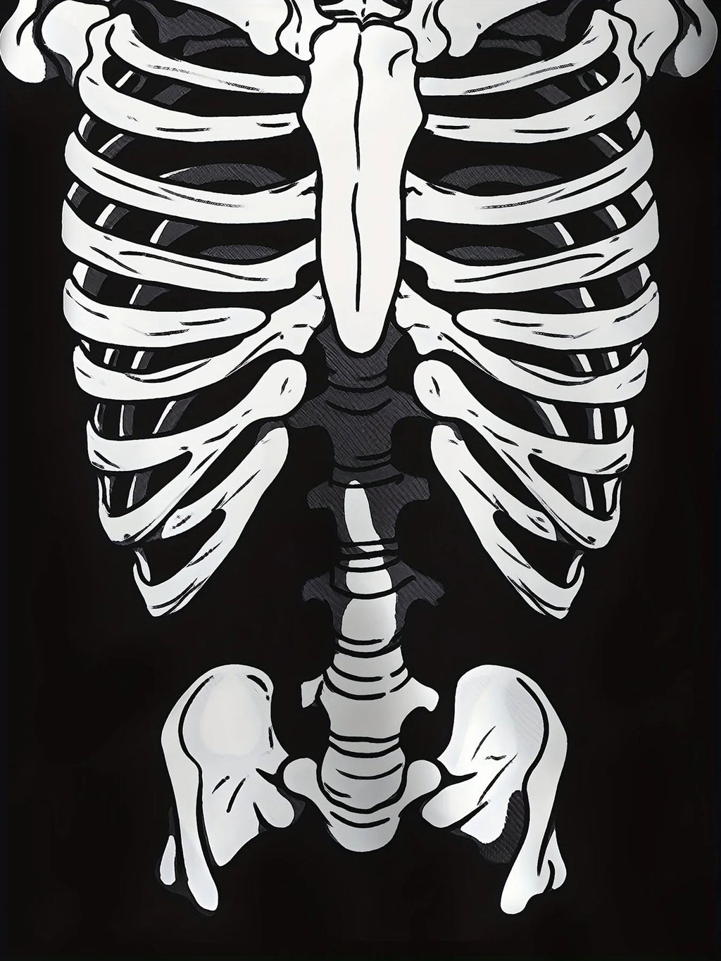 Black men's skeleton graphic hoodie featuring detailed white skeleton print design