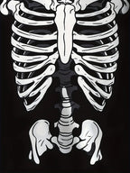Black men's skeleton graphic hoodie featuring detailed white skeleton print design