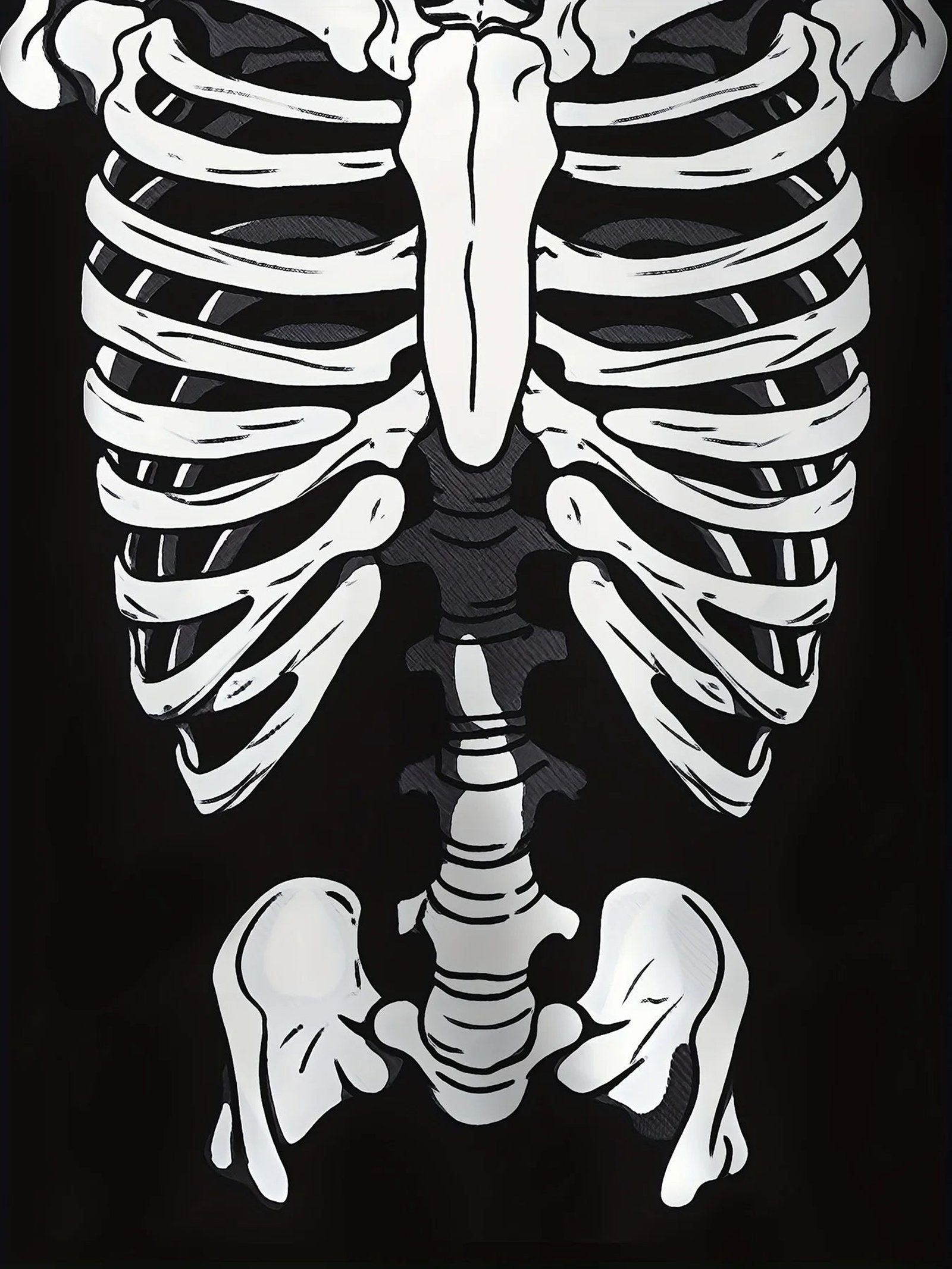 Black men's skeleton graphic hoodie featuring detailed white skeleton print design