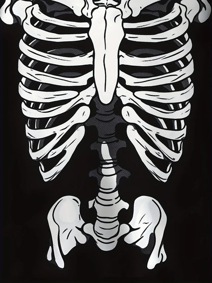 Black men's skeleton graphic hoodie featuring detailed white skeleton print design