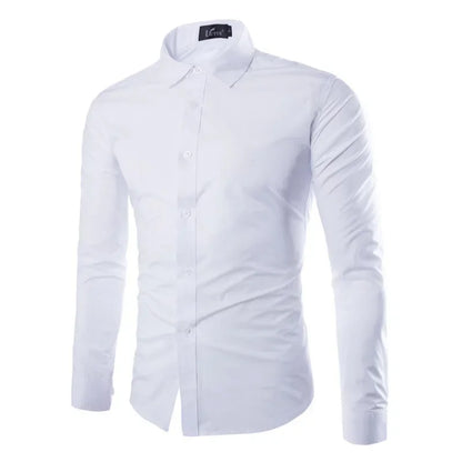 LuckeLadybug LLC Men's Slim Fit Dress Shirts in classic white color with sleek design and button-down collar