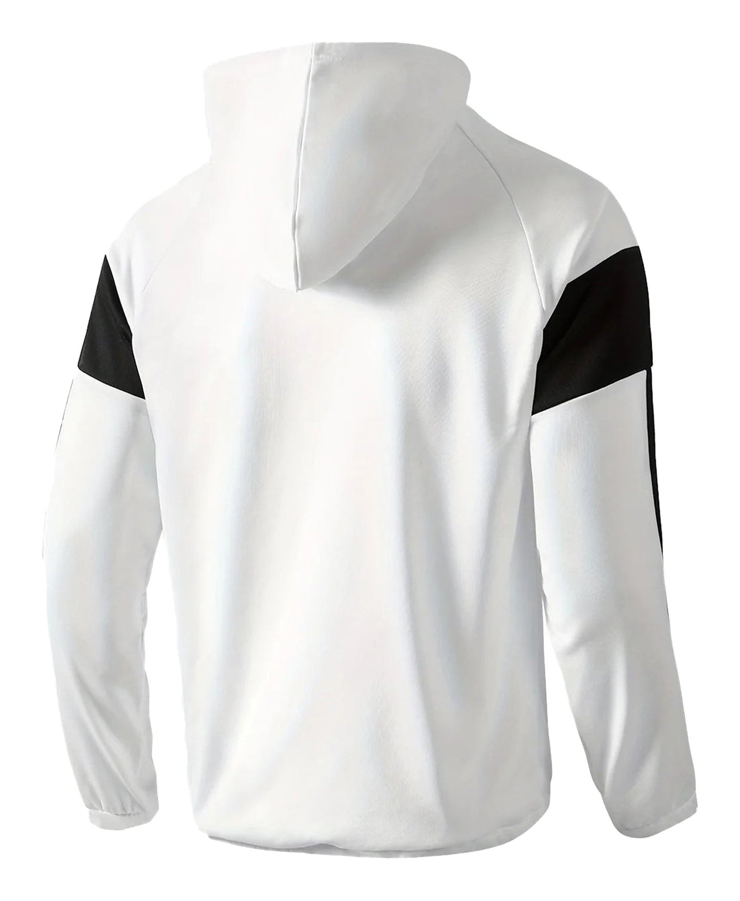Men's sports hoodie in white and black with a stylish and comfortable design by LuckeLadybug LLC