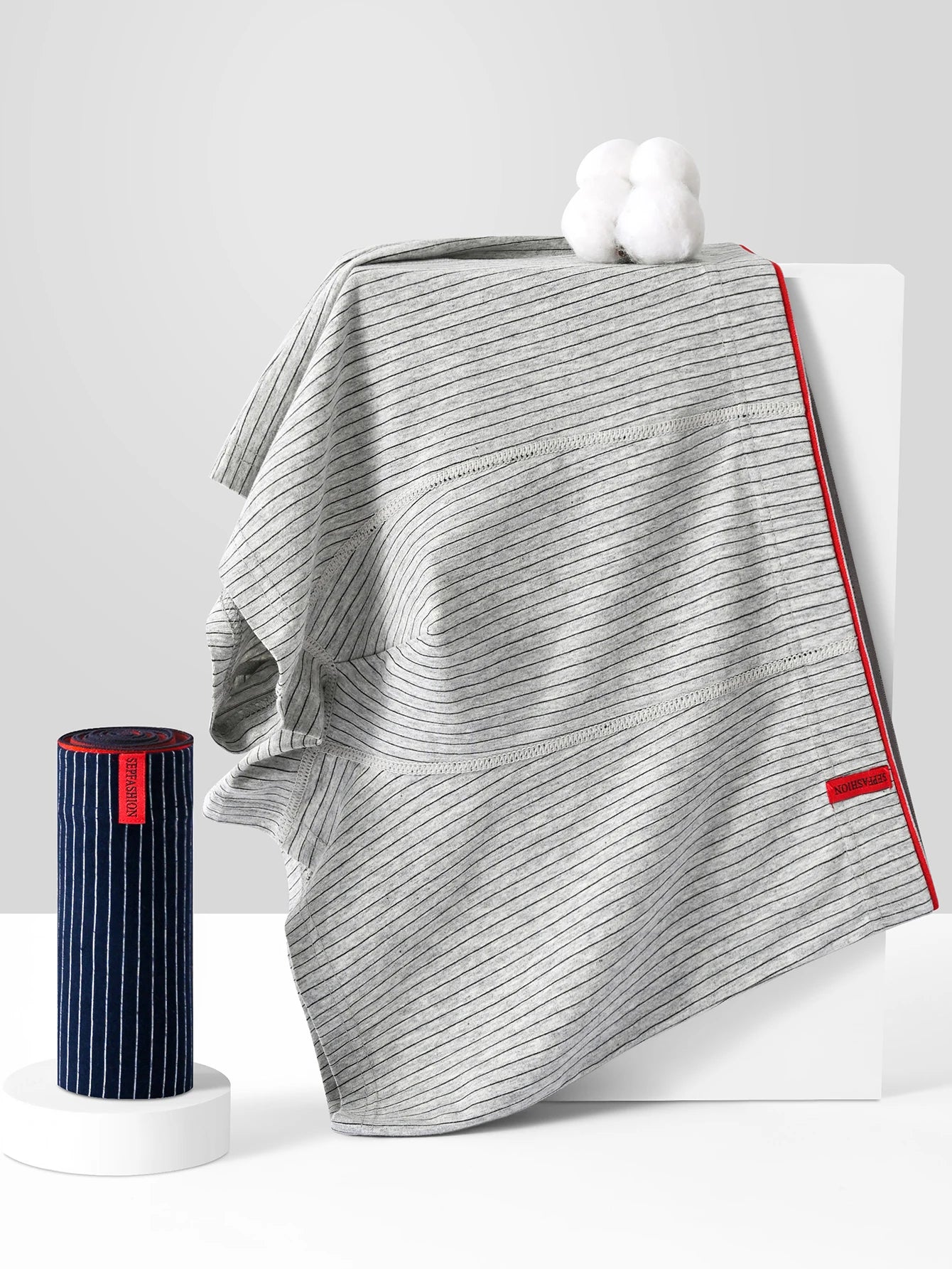 Men's striped boxer briefs 4 pack displayed with cotton fabric and modern design