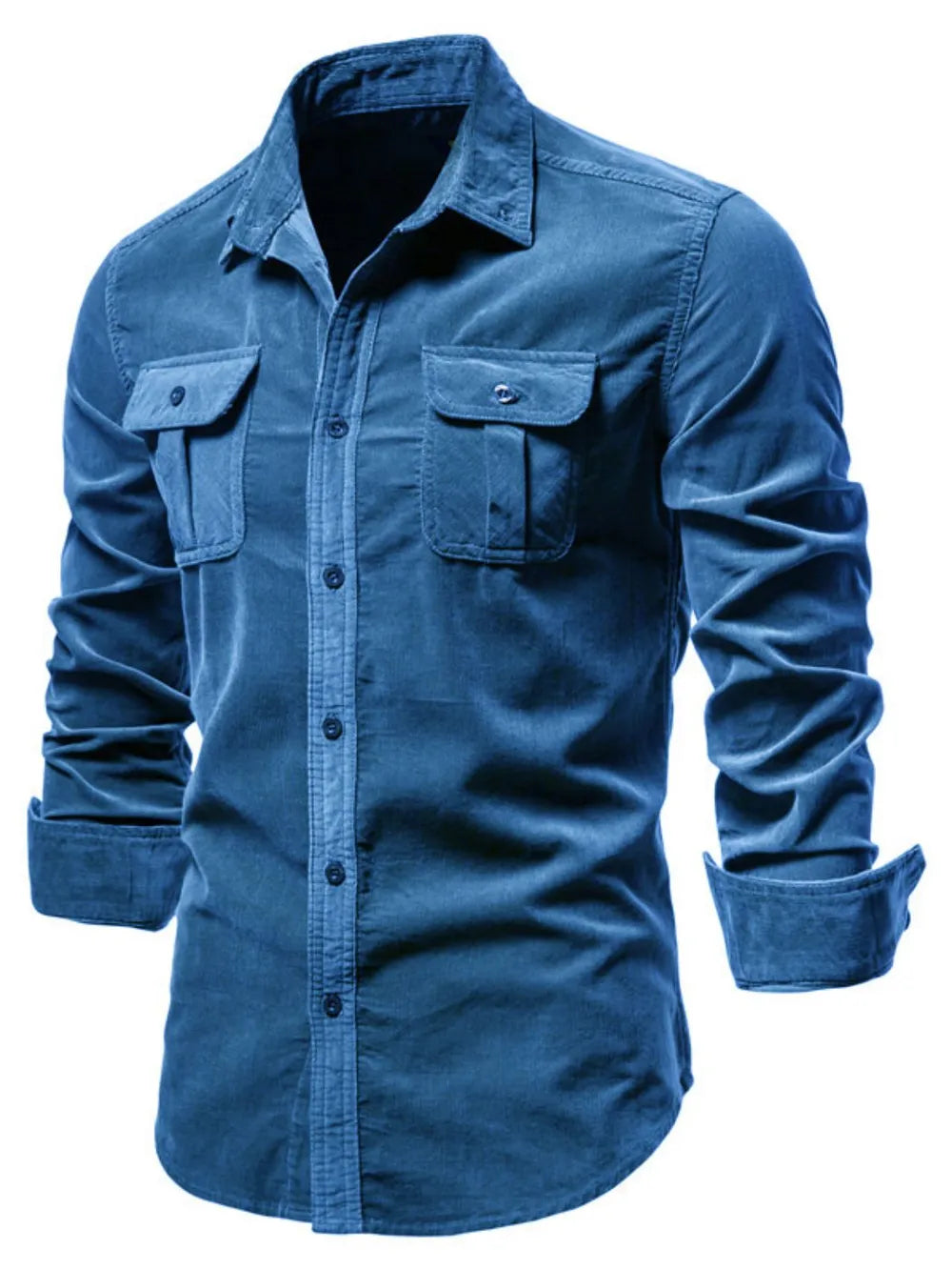 LuckeLadybug LLC Men's Button Up Shirt in Blue, Stylish Design Suitable for Casual Wear with mens t shirt graphics