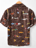 LuckeLadybug LLC Men's Button Up Shirt with Colorful Graphics and Unique Design featuring fishing lures