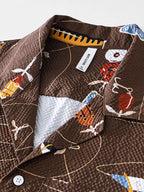 LuckeLadybug LLC Button Up Shirt with Colorful Mens T Shirt Graphics Print and Collared Design