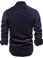 Men's Button Up Shirt from LuckeLadybug LLC in Navy with Stylish Design for Casual Wear