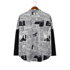 LuckeLadybug LLC Men's Button Up Shirt with Newspaper Print, perfect for stylish mens t shirt graphics