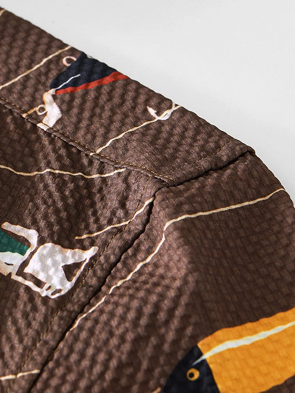 Close-up of LuckeLadybug LLC mens t shirt graphics showcasing unique textured fabric design