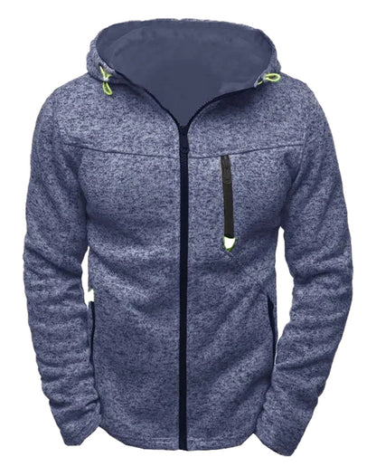 Men's thin wool hoodie tracksuit from LuckeLadybug LLC in stylish navy blue with pockets