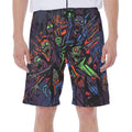 LuckeLadybug men's thong beachwear featuring a colorful zombie graphic design on boardshorts