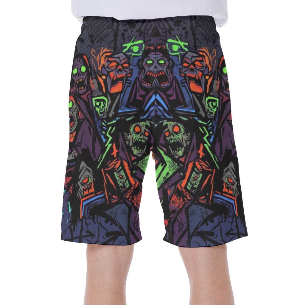 LuckeLadybug mens thong beachwear with vibrant zombie graphics and comfortable fit for summer fun
