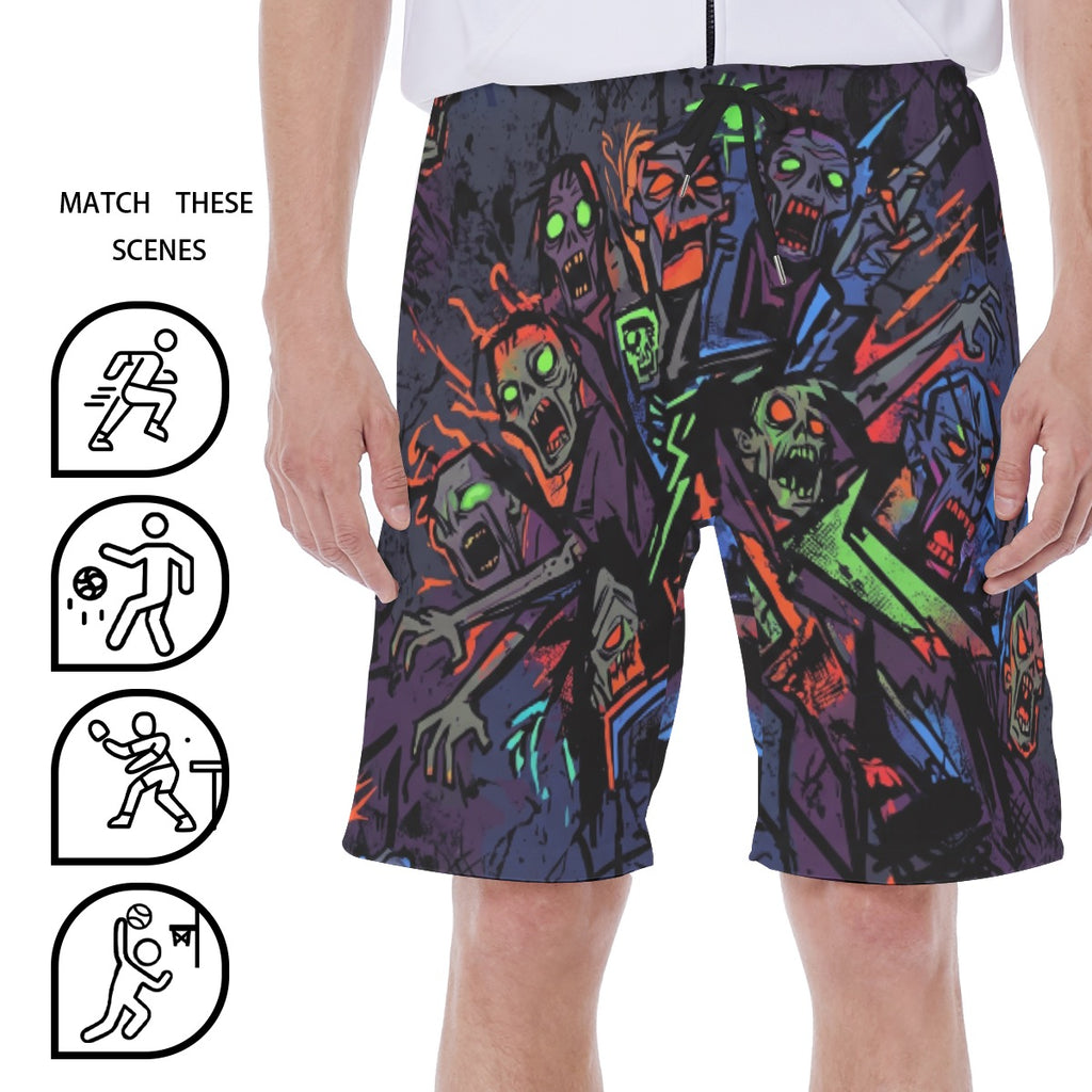 LuckeLadybug mens thong beachwear with vibrant zombie graphic design, perfect for summer fun