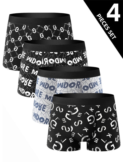 Mens Trendy Boxer Briefs Set 4 Pieces