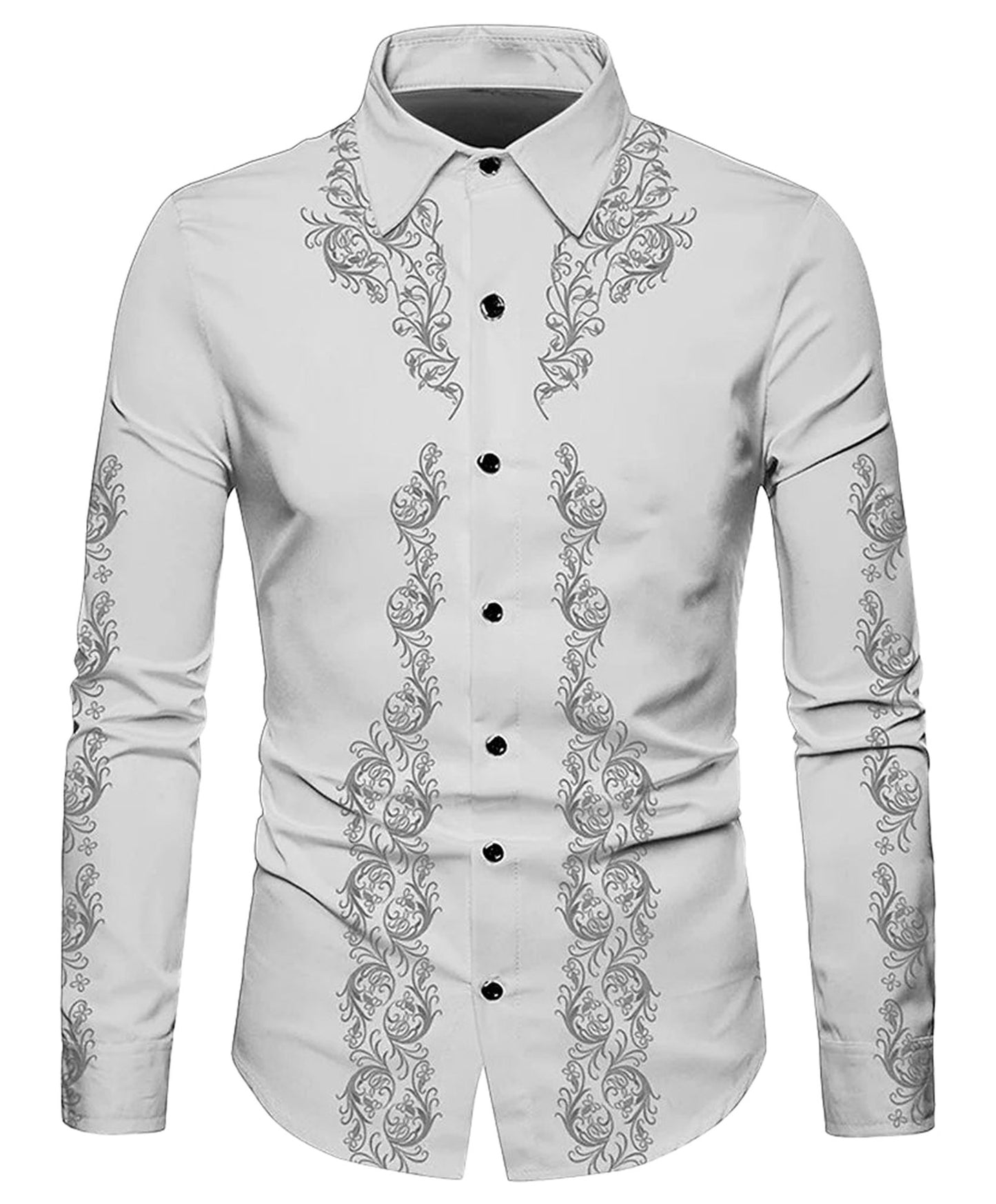 LuckeLadybug mens western flower print shirt with intricate floral detailing and buttons