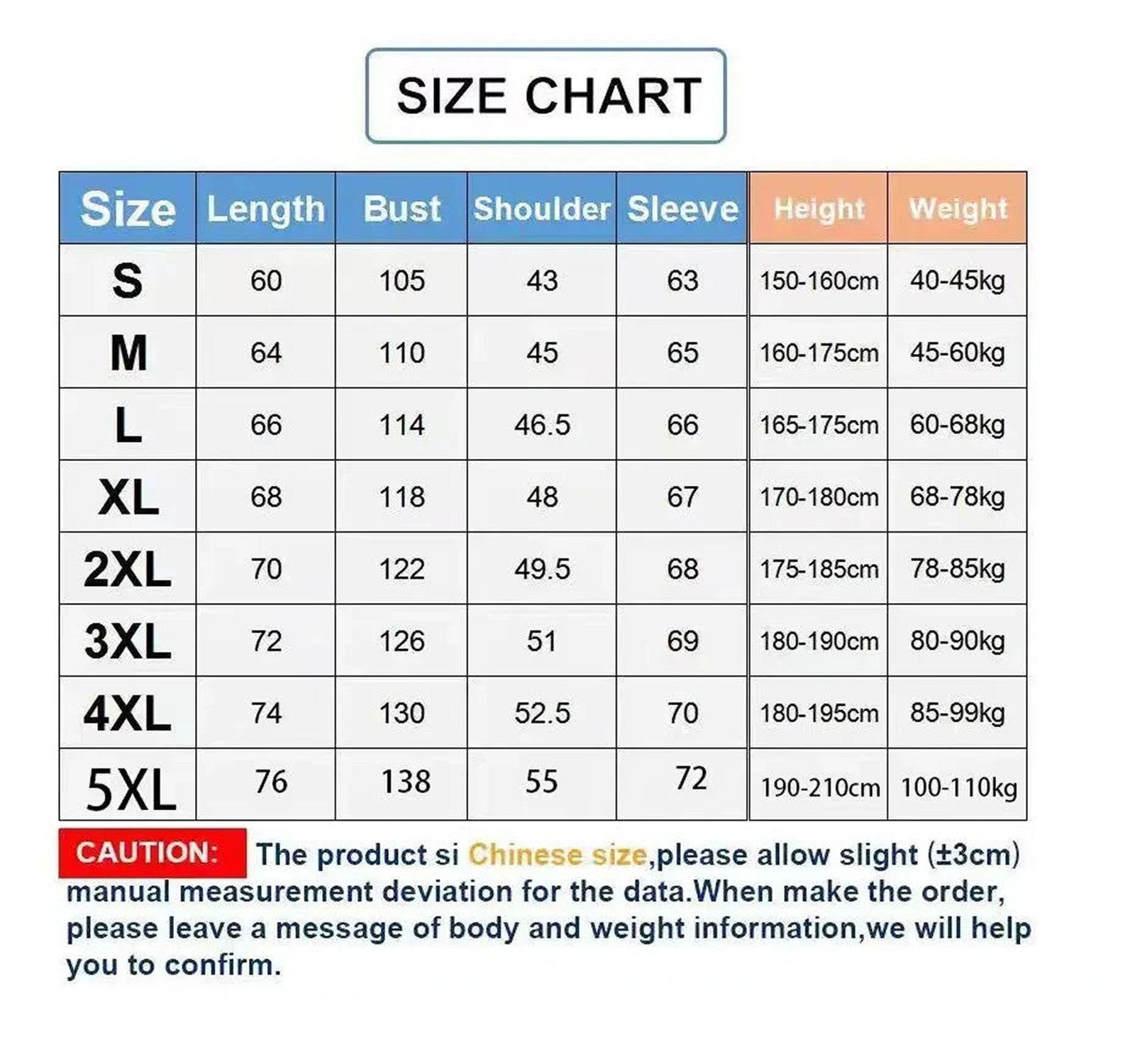 Size chart for mens western tribal shirt with detailed measurements for various sizes