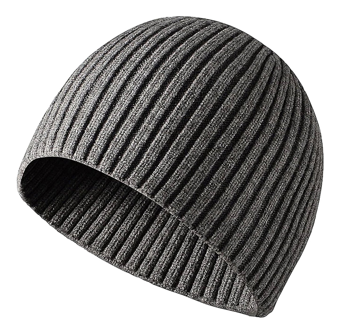 LuckeLadybug LLC mens winter knitted beanie in dark gray, perfect for cold weather comfort
