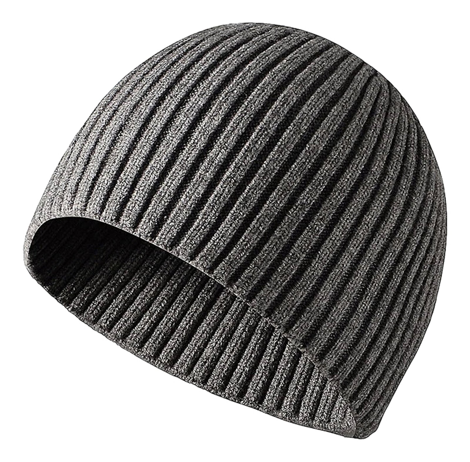LuckeLadybug LLC mens winter knitted beanie in dark gray, perfect for cold weather comfort