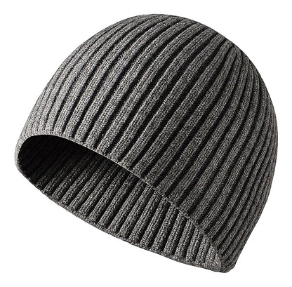LuckeLadybug LLC mens winter knitted beanie in dark gray, perfect for cold weather comfort