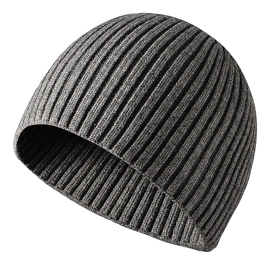 LuckeLadybug LLC mens winter knitted beanie in dark gray, perfect for cold weather comfort