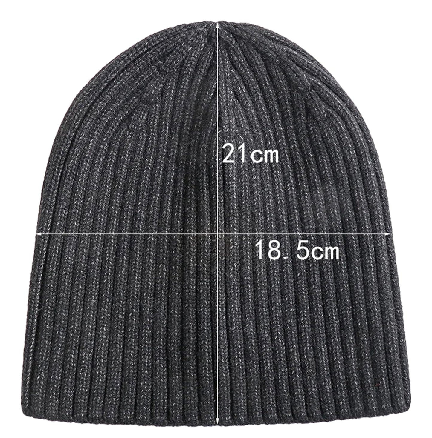 LuckeLadybug LLC men's winter knitted beanie in dark gray with ribbed texture and snug fit