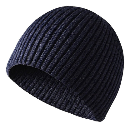 Navy Ribbed Mens Winter Knitted Beanie from LuckeLadybug LLC for warmth and comfort