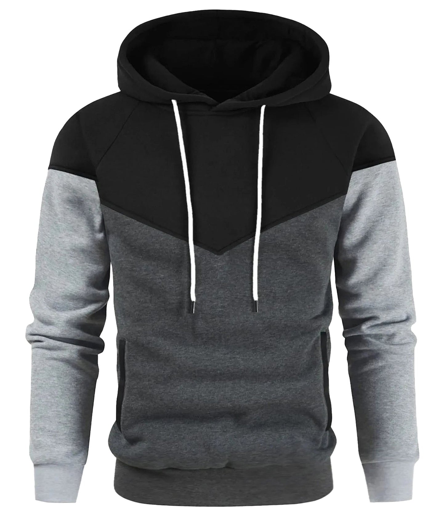 LuckeLadybug men's zip up hoodies high neck in black and gray with a modern design
