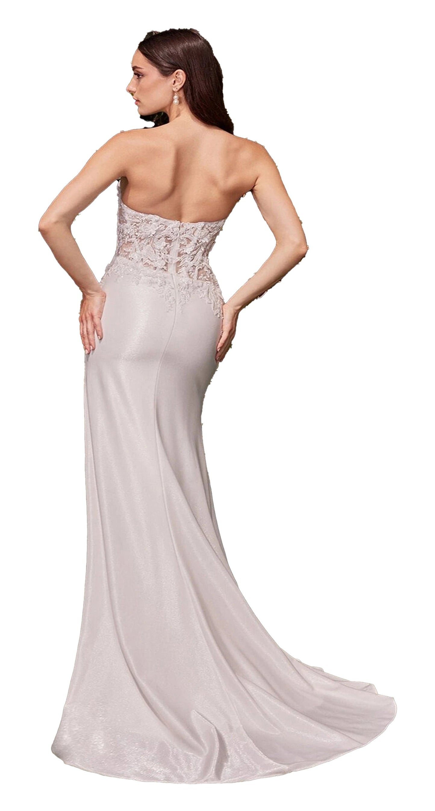 Elegant mermaid wedding dress 2025 with lace back details from LuckeLadybug LLC, perfect for brides