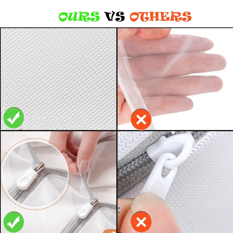 Comparison of mesh bag laundry features highlighting quality and durability differences