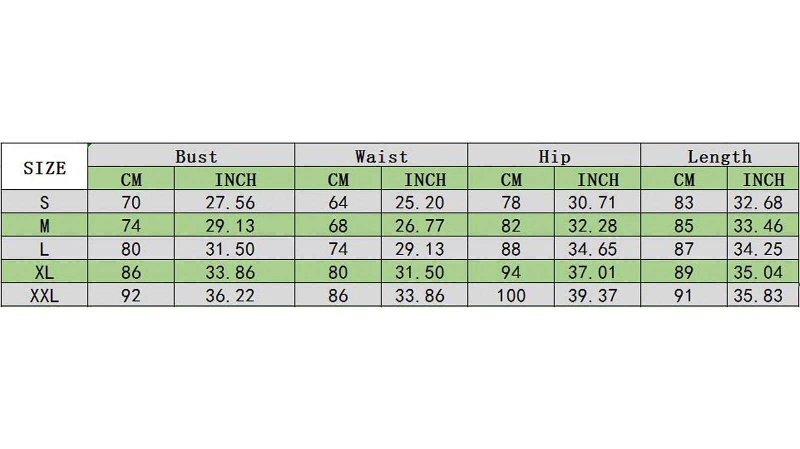 Size chart for LuckeLadybug LLC mesh beach cover up dress including bust, waist, hip, and length measurements