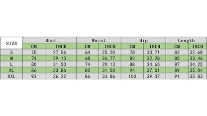 Size chart for LuckeLadybug LLC mesh beach cover up dress including bust, waist, hip, and length measurements
