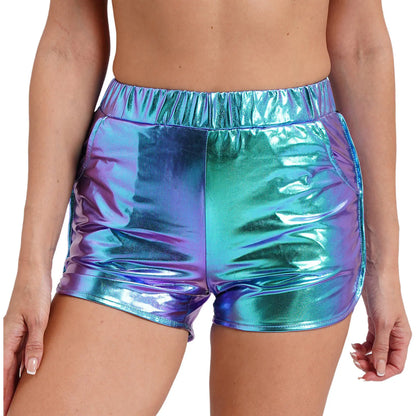 Metallic Booty Shorts For Women Trendy Shine