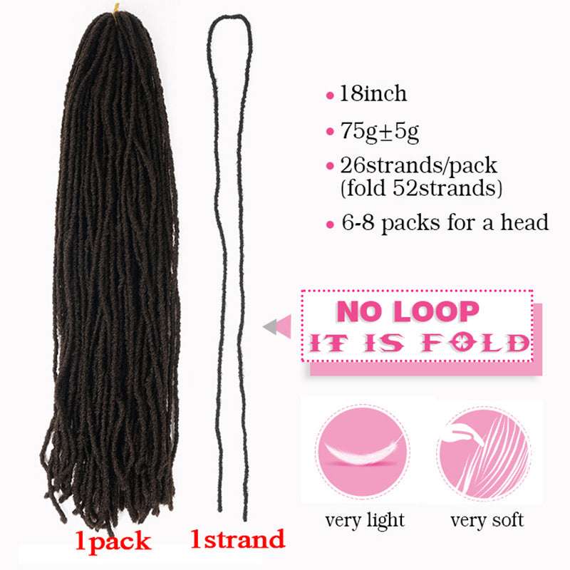 18inch micro faux locs for women with 26 strands per pack, lightweight and soft hair extension strands