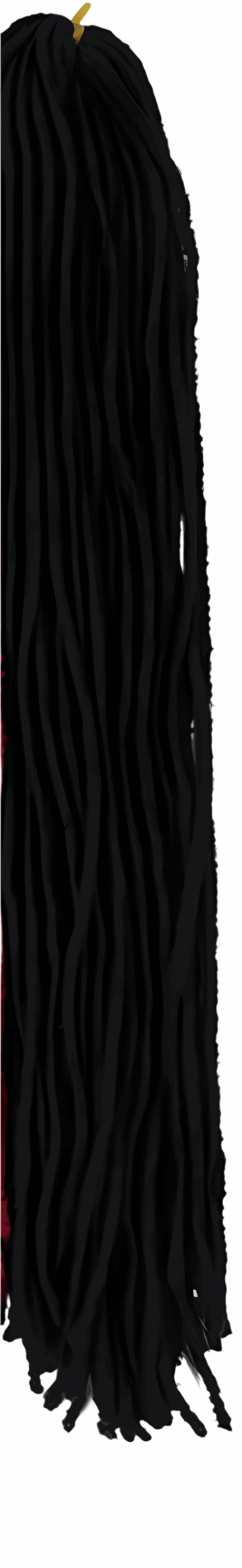 Micro faux locs for women by LuckeLadybug LLC in long black synthetic hair extensions