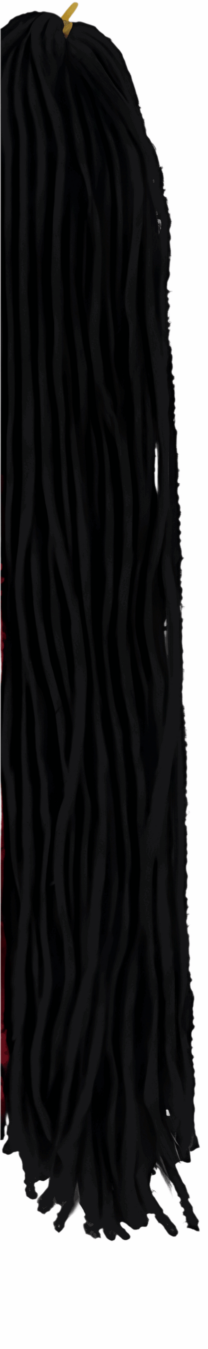 Micro faux locs for women by LuckeLadybug LLC in long black synthetic hair extensions