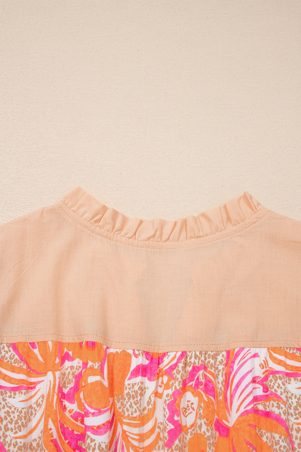 LuckeLadybug LLC Fit & Flare Midi Dress with Floral Top in Vibrant Pink and Orange Patterns