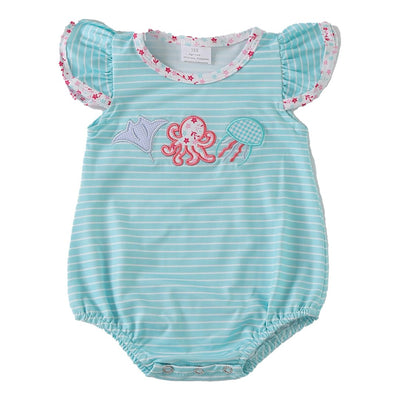 Adorable Mint Marine Embroidery Girl Bubble - Perfect For Stylish Babies And Toddlers! - LuckeLadybug LLC