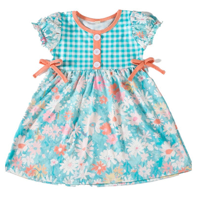 Adorable Mint Plaid Floral Dress For Stylish Babies And Toddlers - Perfect For Playtime And Parties! - LuckeLadybug LLC