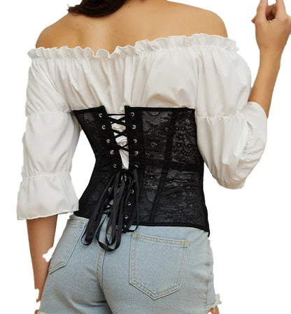 Stylish gothic lace corset belt designed for an elegant look with lace-up back details