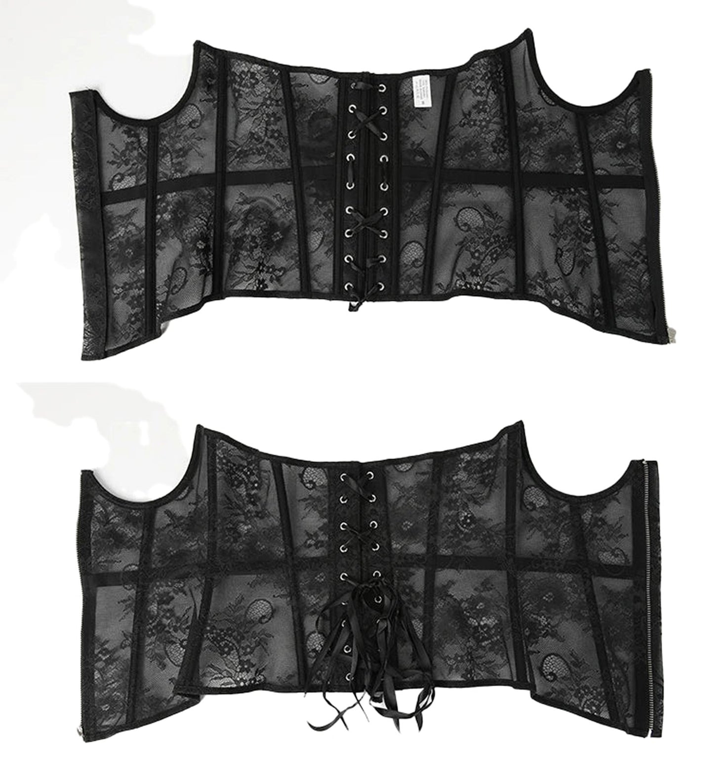 Gothic lace corset belt with intricate lace design and adjustable lace-up front for stylish outfits