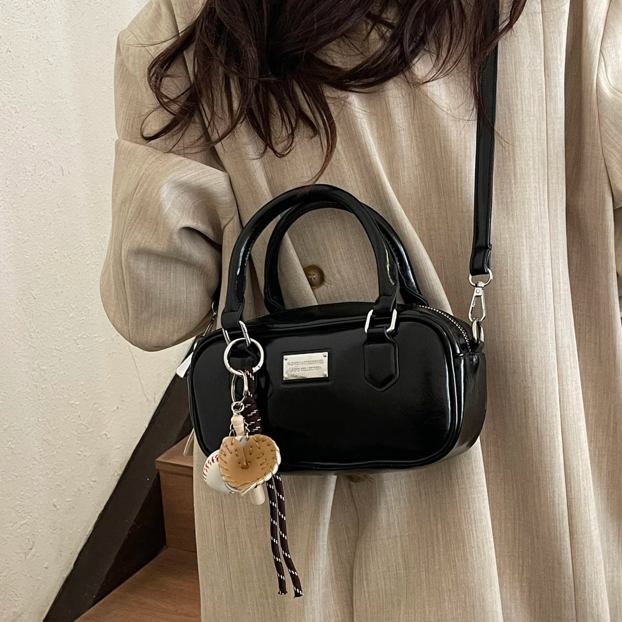 Miu Style Small Square Boston Handbag
