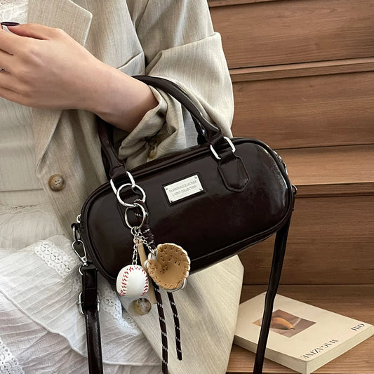 Miu Style Small Square Boston Handbag