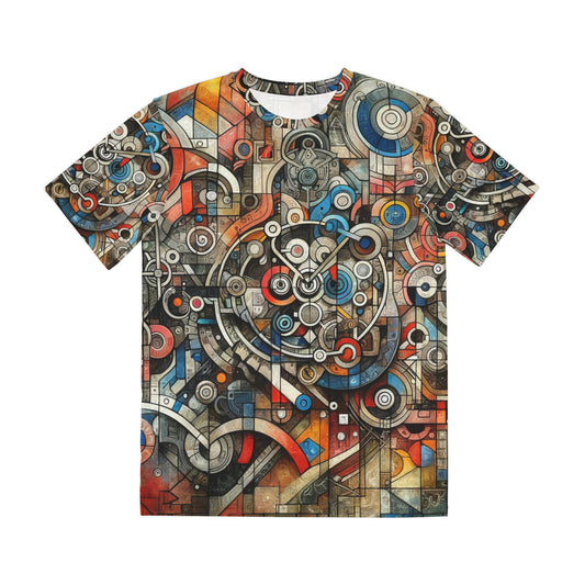 LuckeLadybug modern urban fashion tee with colorful abstract geometric design on short sleeve shirt