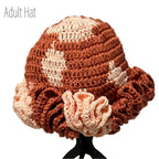 Handmade Ruffle Adult Hat in Rust and Peach Colors for mommy and me apparel